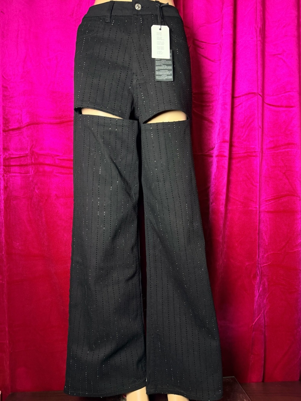 Forever 21 Black High Rise Pants Subtle Sparkle size 27 NWT Night party wide leg